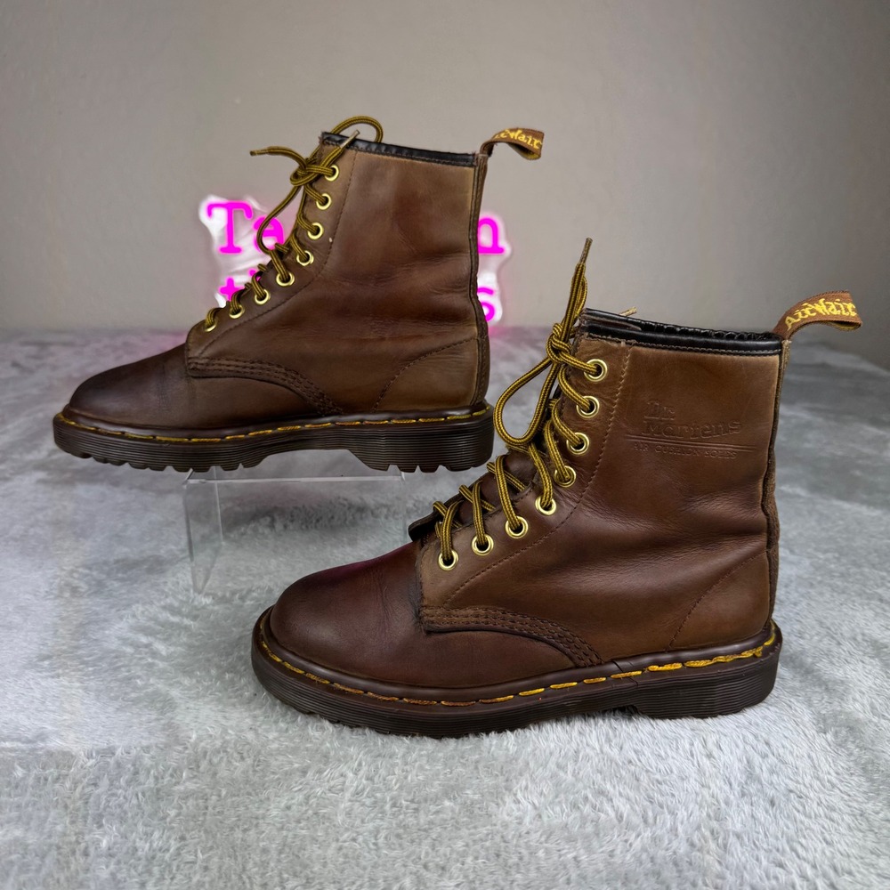 Dr. Martens 1460 Brown Leather 8 Combat Boots Made in England Vintage